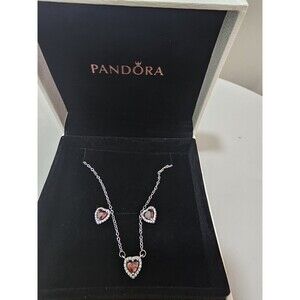 Pandora necklace set Amber  Elevated Heart design. Authentic (925)